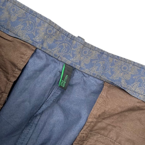 Stile Benetton Pants Floral Paisley‎ Navy Gold Slim Fit Women’s Waist 36” - Picture 9 of 10